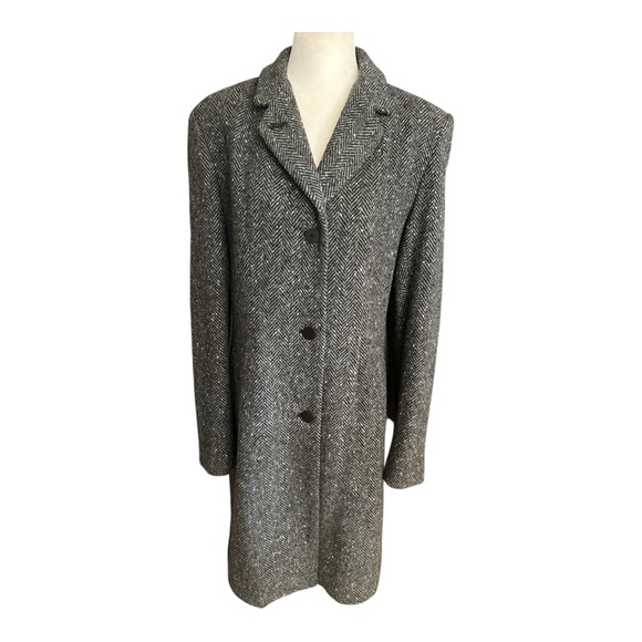 DKNY Herringbone‎ Wool Pea Coat Jacket - Picture 10 of 11